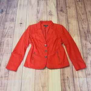 Red/Orange Faux Suede Moto Blazer Size 8